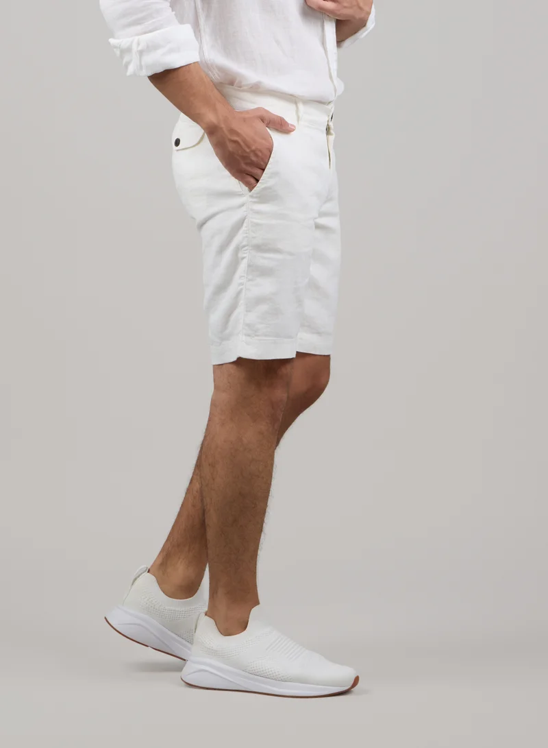 Just Nature White 100% Linen Classic Fit Resort Shorts for Men | Best Price UAE